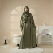 Satin Abaya With Matching Belt Made Of Diamond Tassel (ABA010)
